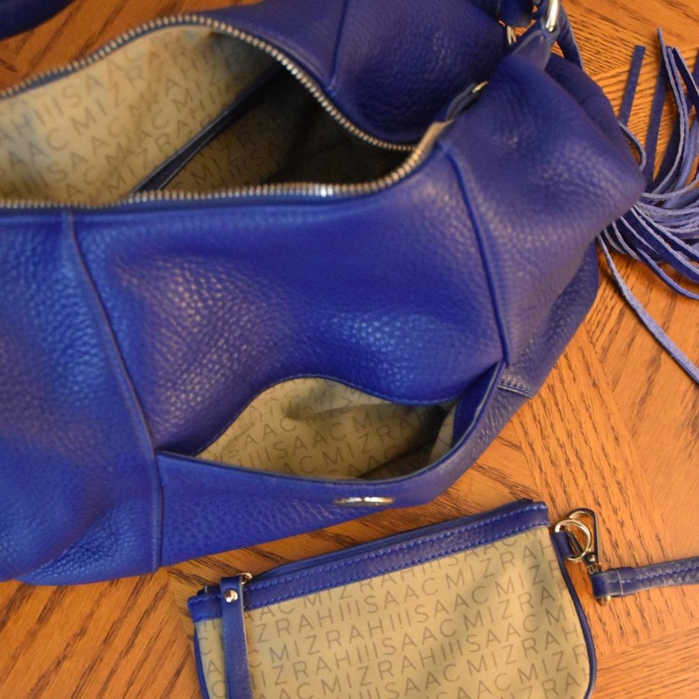 Blue Leather Satchel + Writslet | Isaac Mizrahi